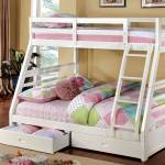 CALIFORNIA III Twin/Full Bunk Bed w/ 2 Drawers in White Finish 